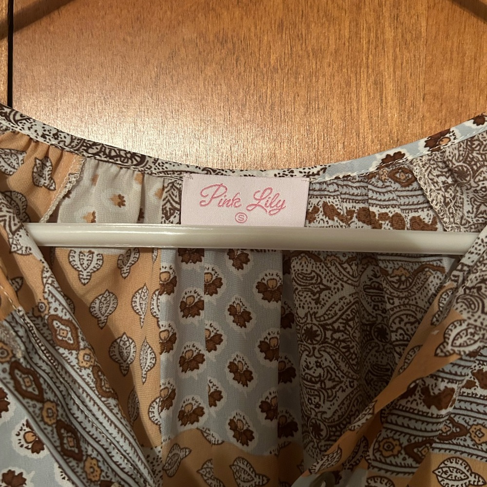 Pink Lily Patchwork Patterned Dress - image 3